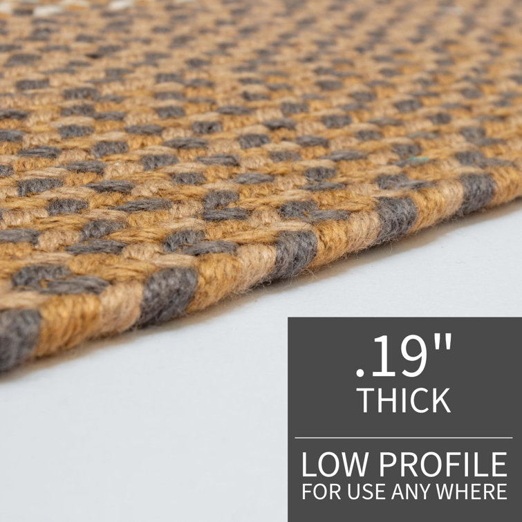 Handmade Braided Brown and Charcoal Oval Area Rug 6' x 9'