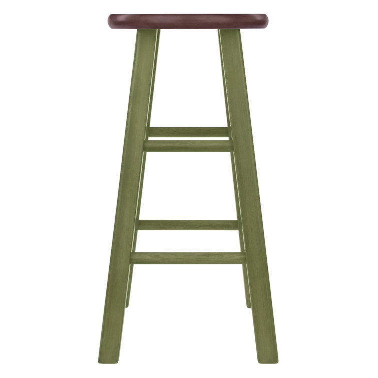 Winsome Ivy 24" Rustic Green & Walnut Wood Counter Stool