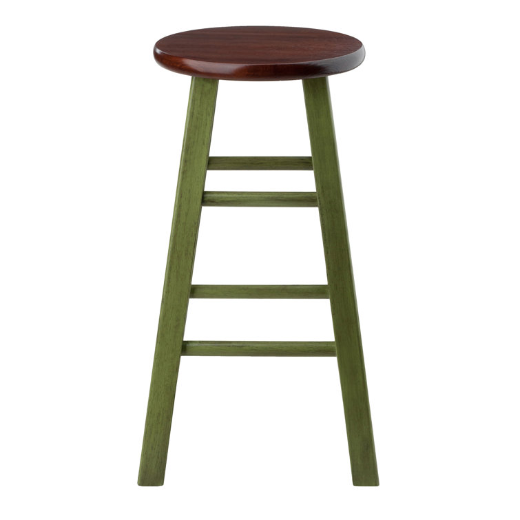 Winsome Ivy 24" Rustic Green & Walnut Wood Counter Stool