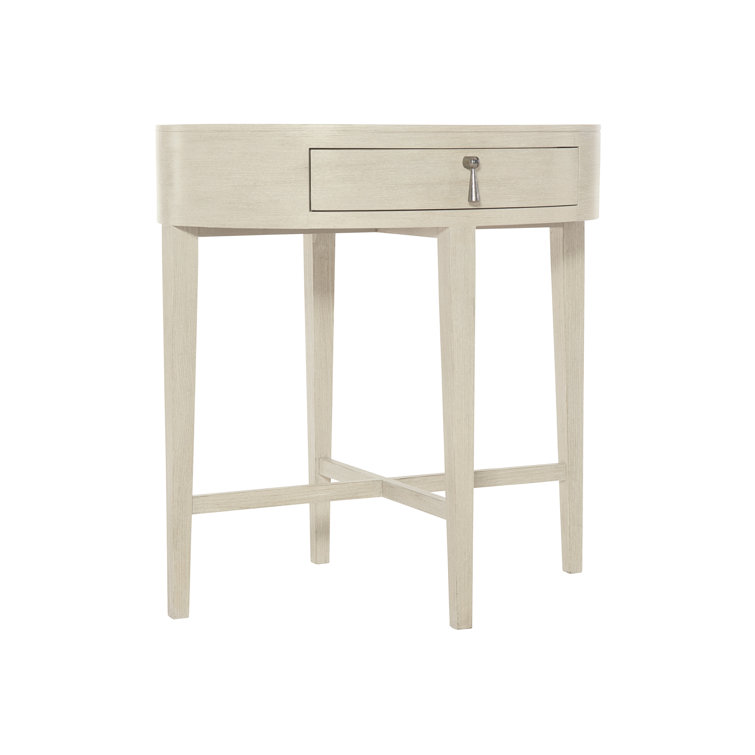 Cream Oval Transitional Nightstand with 1 Drawer