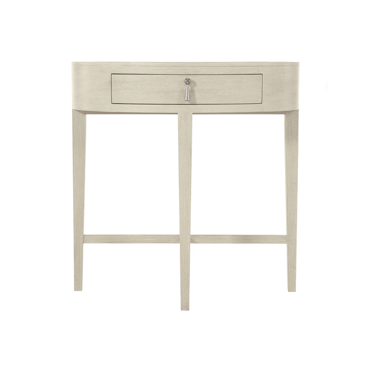 Cream Oval Transitional Nightstand with 1 Drawer