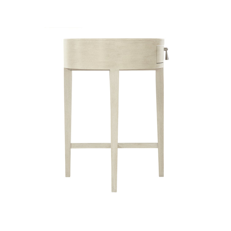 Cream Oval Transitional Nightstand with 1 Drawer