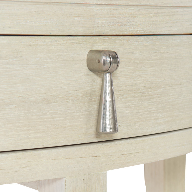 Cream Oval Transitional Nightstand with 1 Drawer