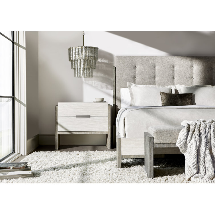 34" Two-Tone Brown and White Solid Wood Nightstand