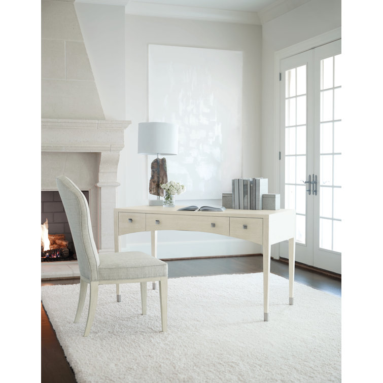 Cream Transitional Wood Home Office Desk with Three Drawers