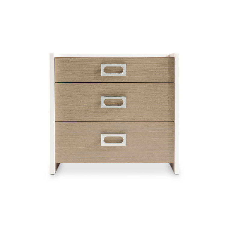 Sahara Brown 3-Drawer Nightstand with USB Ports