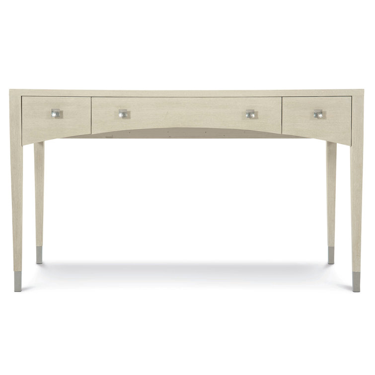 Cream Transitional Wood Home Office Desk with Three Drawers