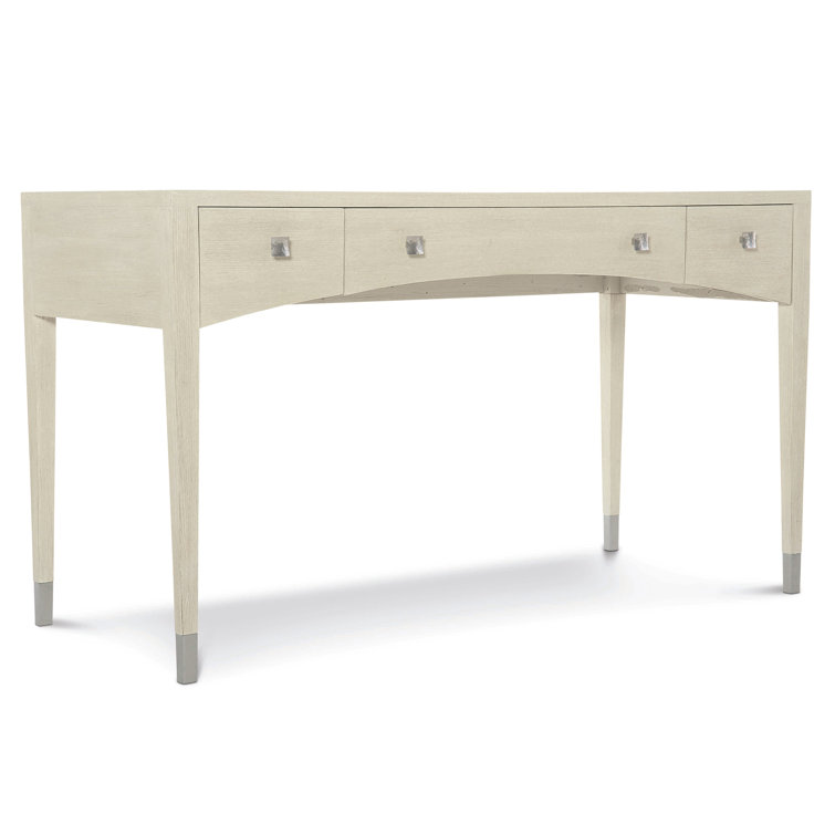 Cream Transitional Wood Home Office Desk with Three Drawers