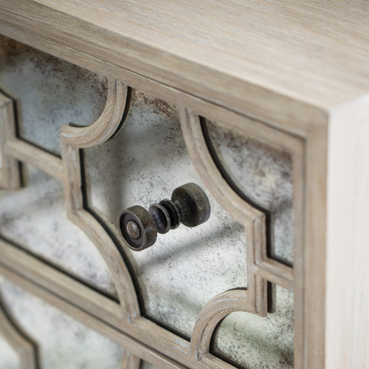 Santa Barbara Mirrored 3-Drawer Light Wood Dresser