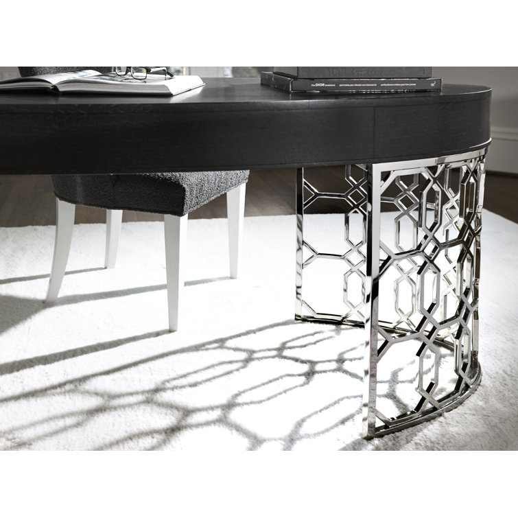 Black Wood Transitional Writing Desk with Drawer