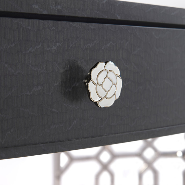 Black Wood Transitional Writing Desk with Drawer