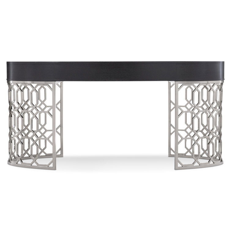 Black Wood Transitional Writing Desk with Drawer
