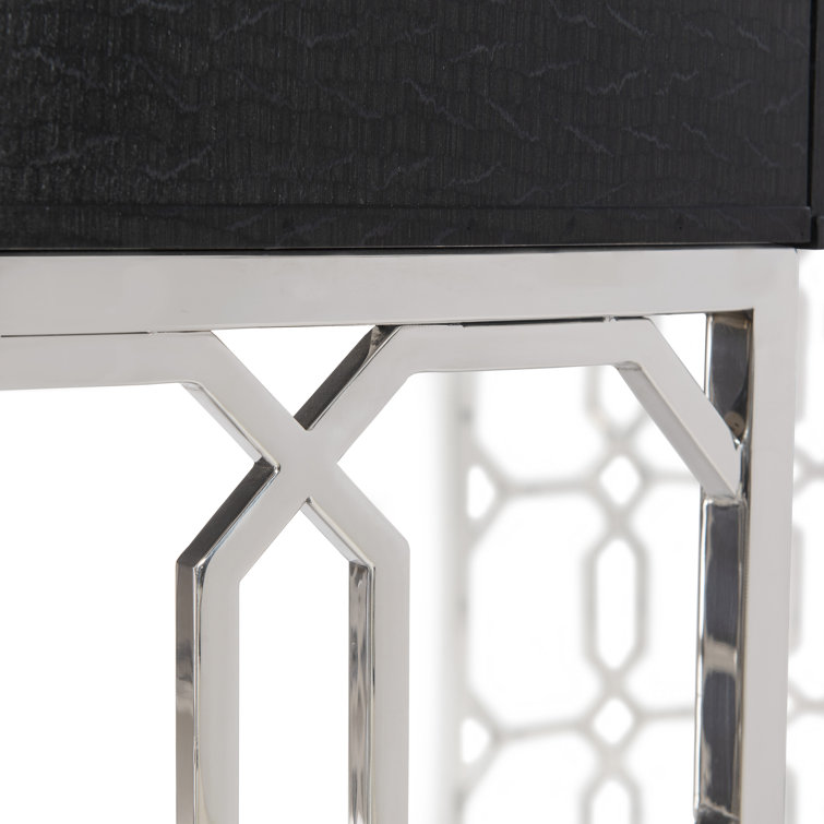 Black Wood Transitional Writing Desk with Drawer