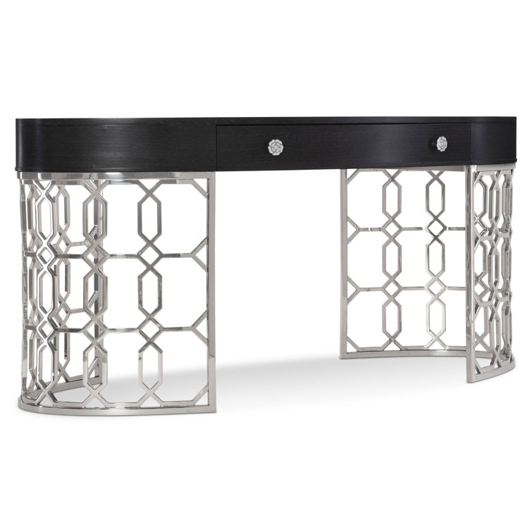 Black Wood Transitional Writing Desk with Drawer