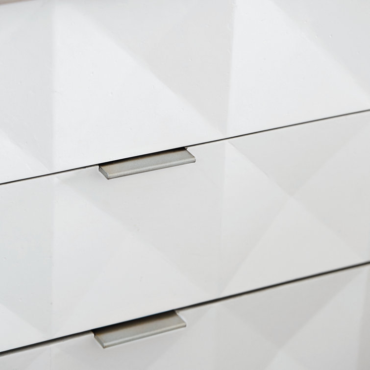 Transitional Axiom 6-Drawer Dresser in White and Gray with Artistic Flair
