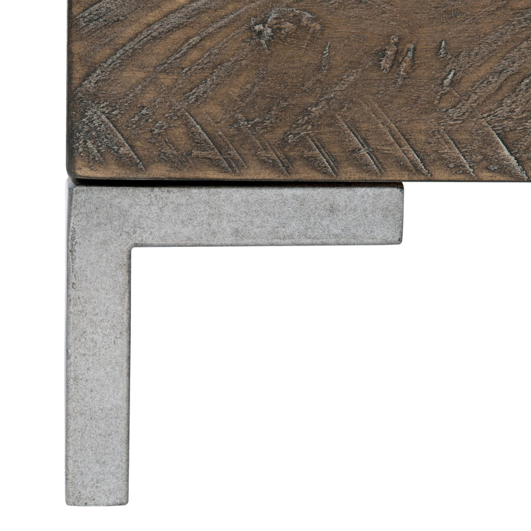 Sable Brown Pine and Metal 2-Drawer Nightstand