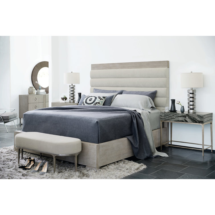 Beige Queen Upholstered Bed with Tufted Headboard