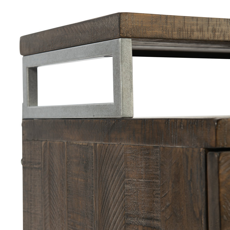 Sable Brown Pine and Metal 2-Drawer Nightstand