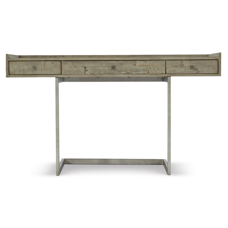 Transitional Gray 54'' Wood Home Office Desk with 3 Drawers