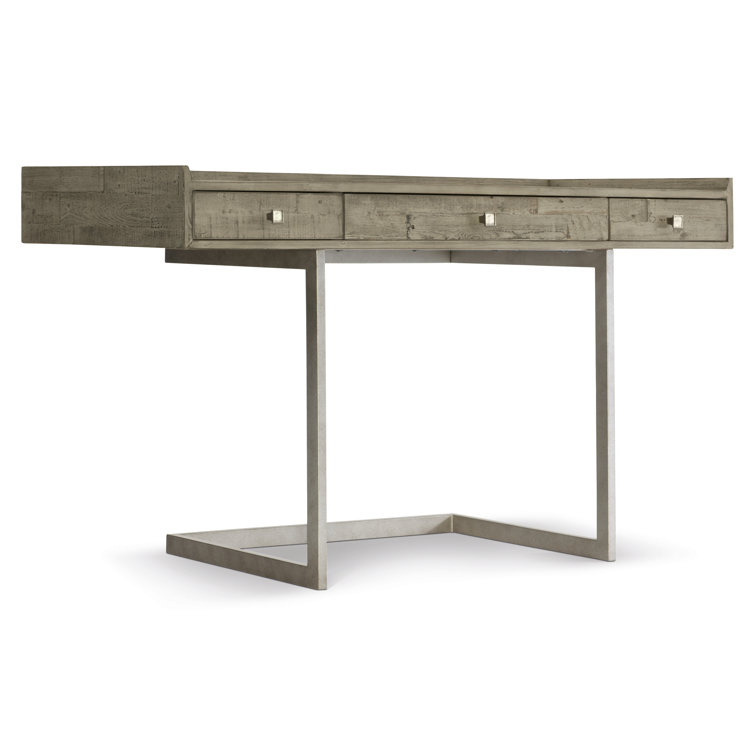 Transitional Gray 54'' Wood Home Office Desk with 3 Drawers