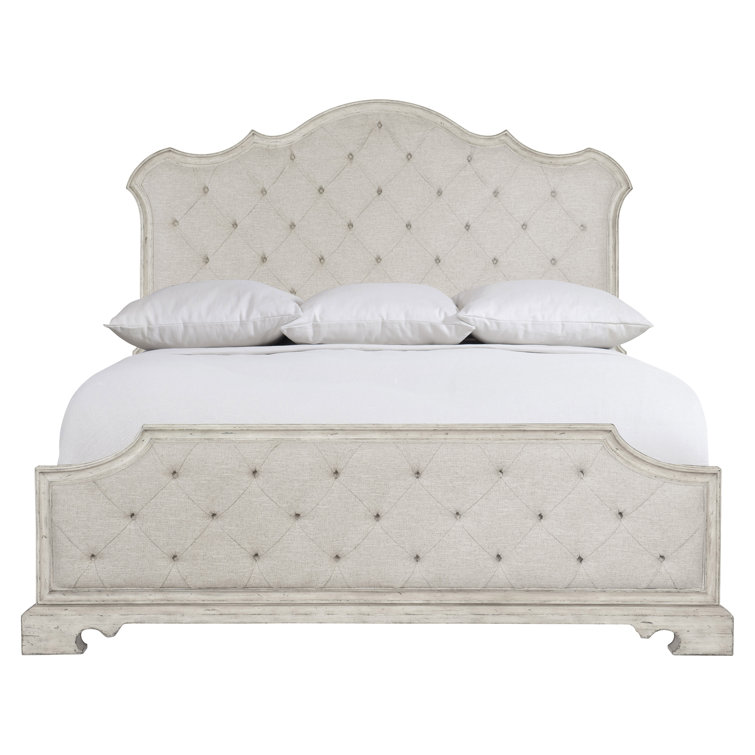 Chateau Cream Tufted King Upholstered Bed with Pine Frame