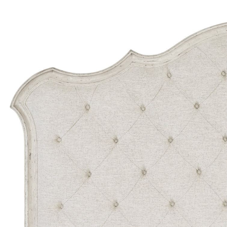 Cream Tufted Upholstered Wood Frame California King Bed