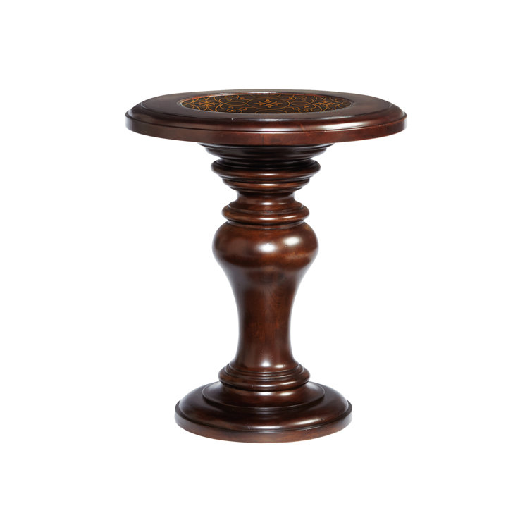 Valencia Traditional Brown Round Wood & Metal Chairside Table