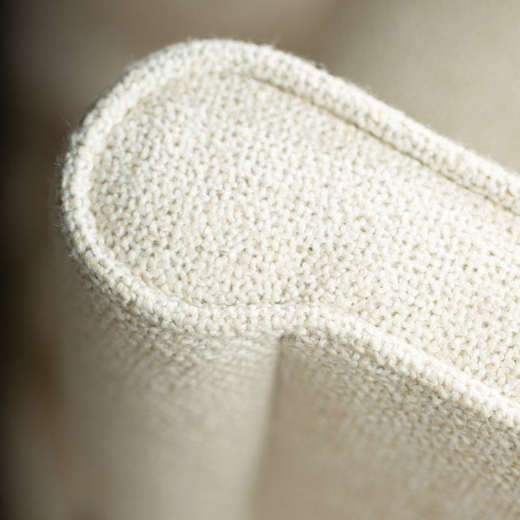 Ivory Linen Upholstered Arm Chair with Sandstone Wood Finish