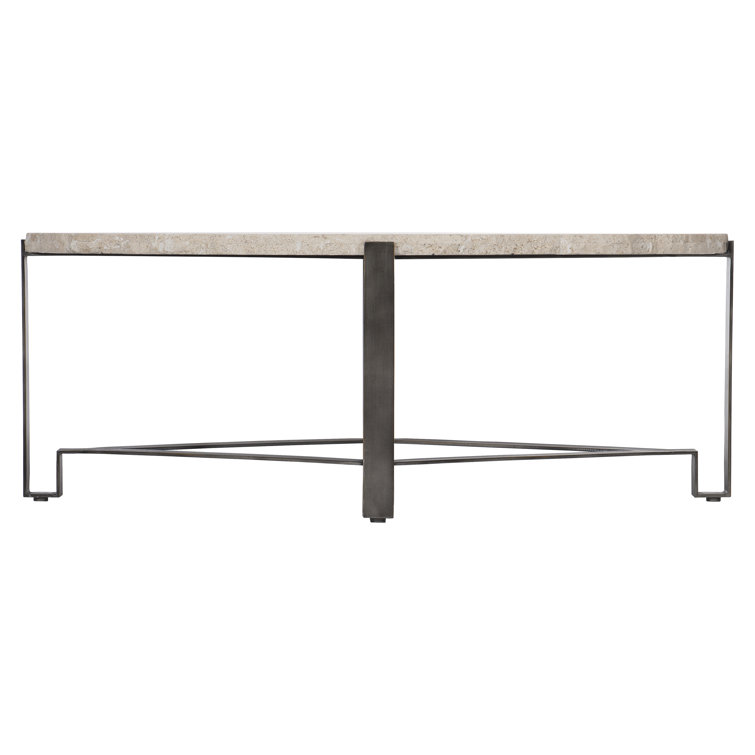 Cream Marble Top Rectangular Cocktail Table with Storage