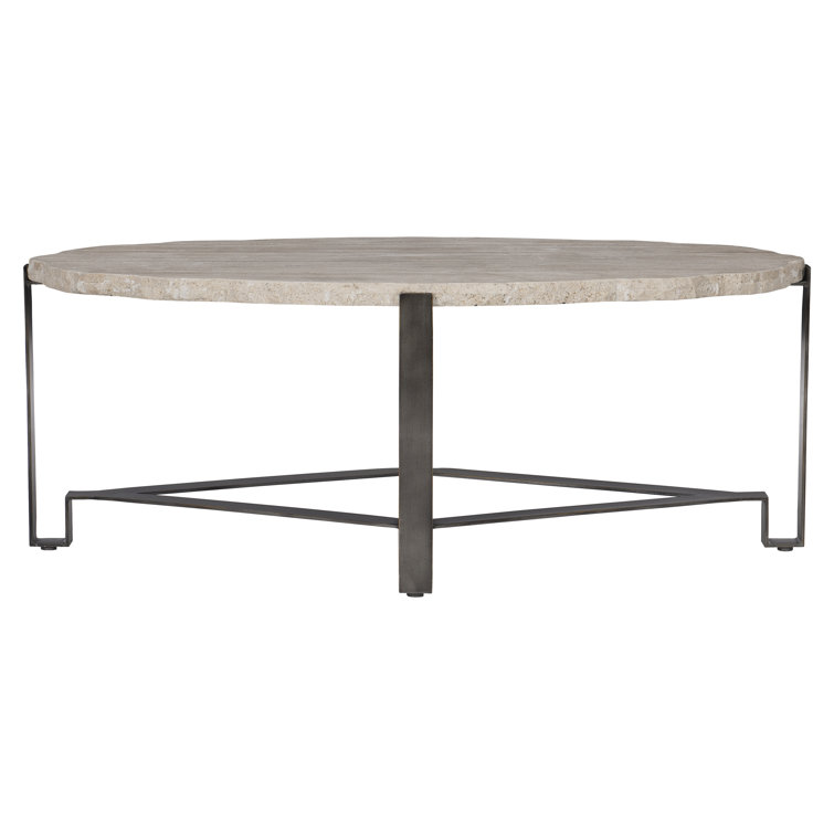 Cream Marble Top Rectangular Cocktail Table with Storage