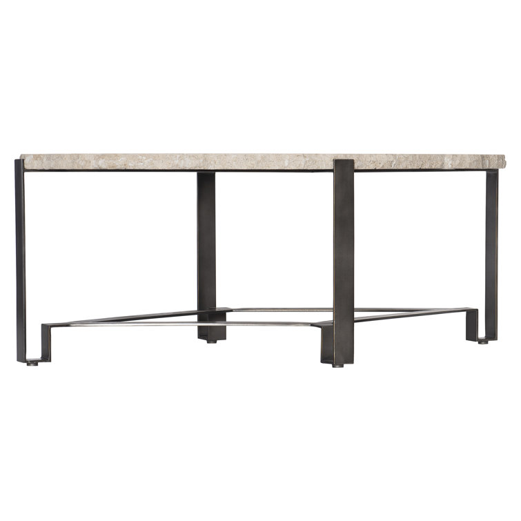 Cream Marble Top Rectangular Cocktail Table with Storage