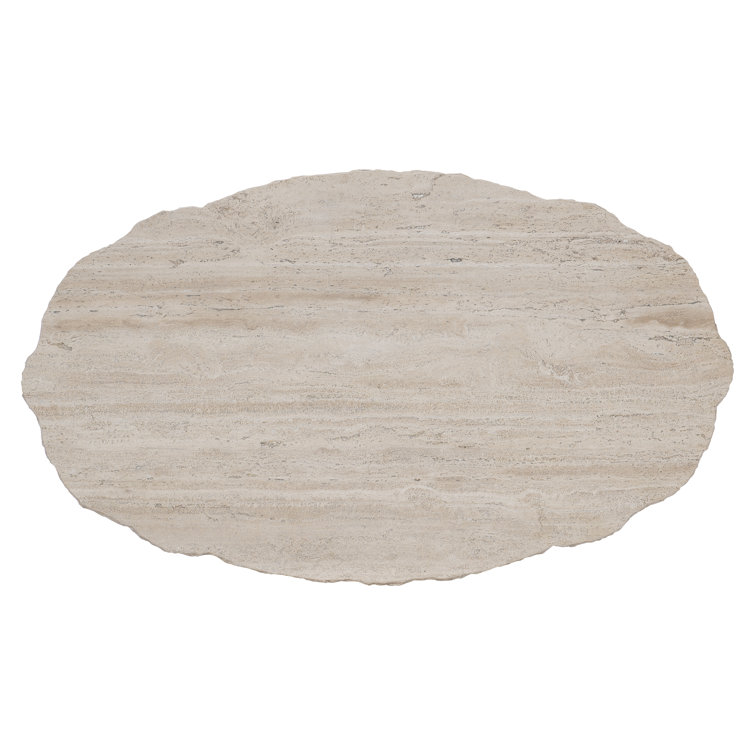 Cream Marble Top Rectangular Cocktail Table with Storage
