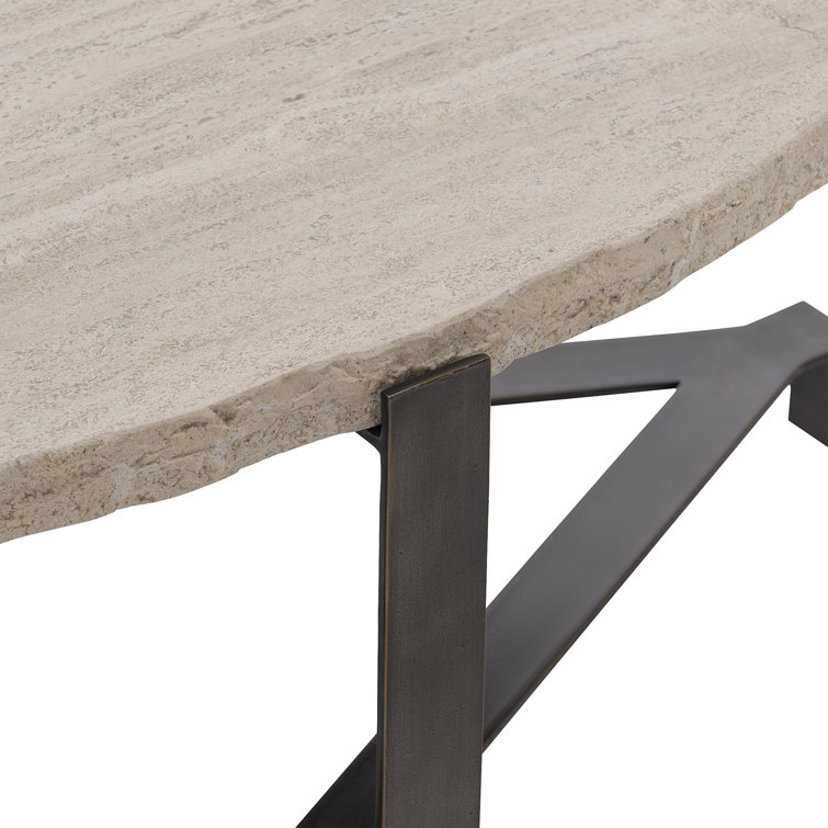 Cream Marble Top Rectangular Cocktail Table with Storage