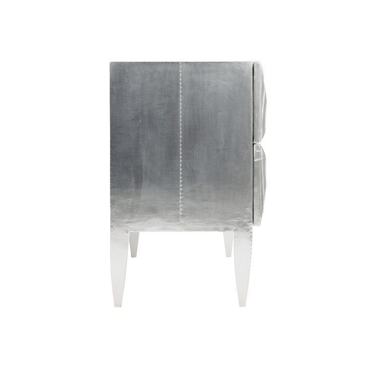 Dahlia Transitional 2-Drawer Silver German Silver Nightstand