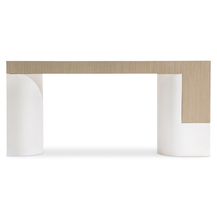 Transitional Modulum 64'' Brown and White Wood-Stone Console Table