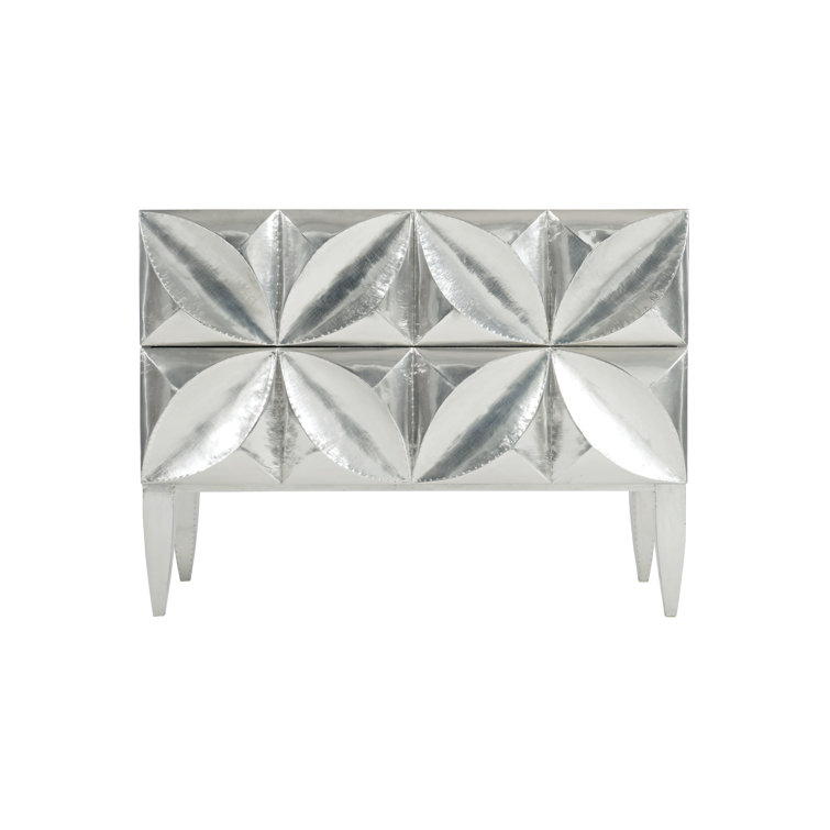 Dahlia Transitional 2-Drawer Silver German Silver Nightstand