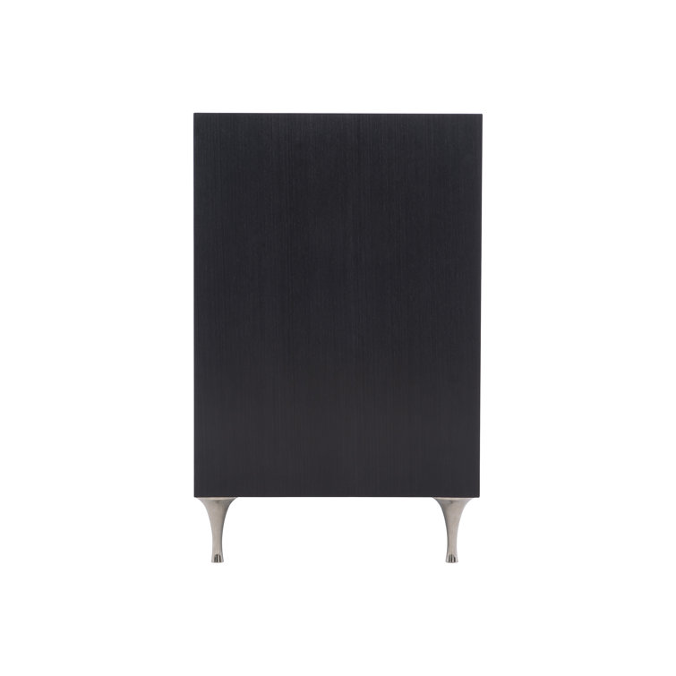 Elegant Transitional 2-Drawer Nightstand in Black and White