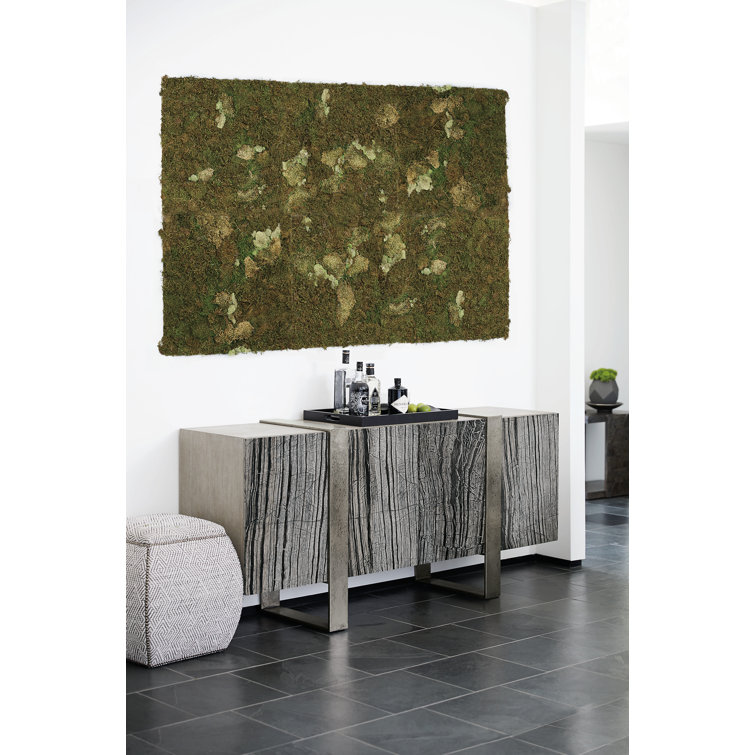 Beige and Black Oak Media Console with Marble Doors