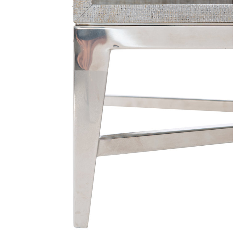 Saba Modern 2-Drawer Gray Raffia and Antique Silver Nightstand