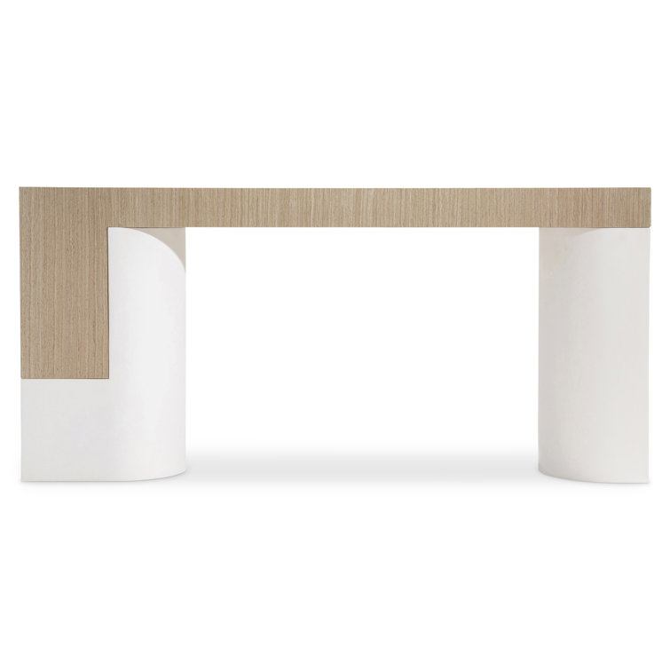 Transitional Modulum 64'' Brown and White Wood-Stone Console Table