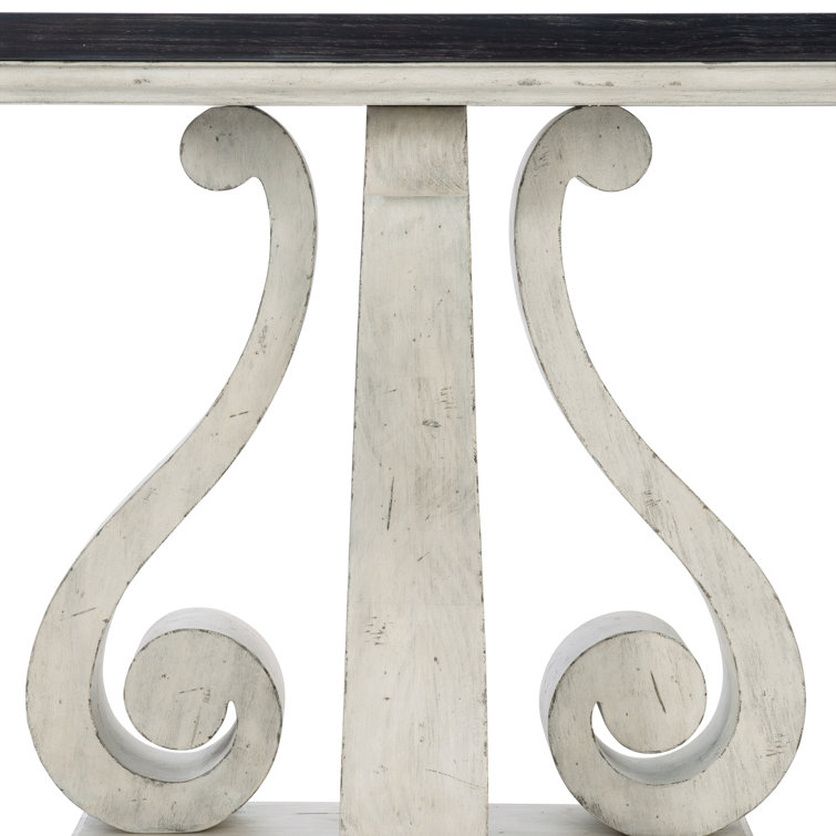 Mirabelle French Country 80'' Black and Off-White Console Table with Storage