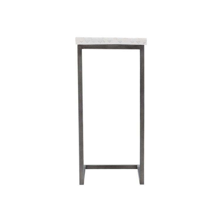 Gray Terrazzo Top Rectangular Side Table with Stainless Steel Base