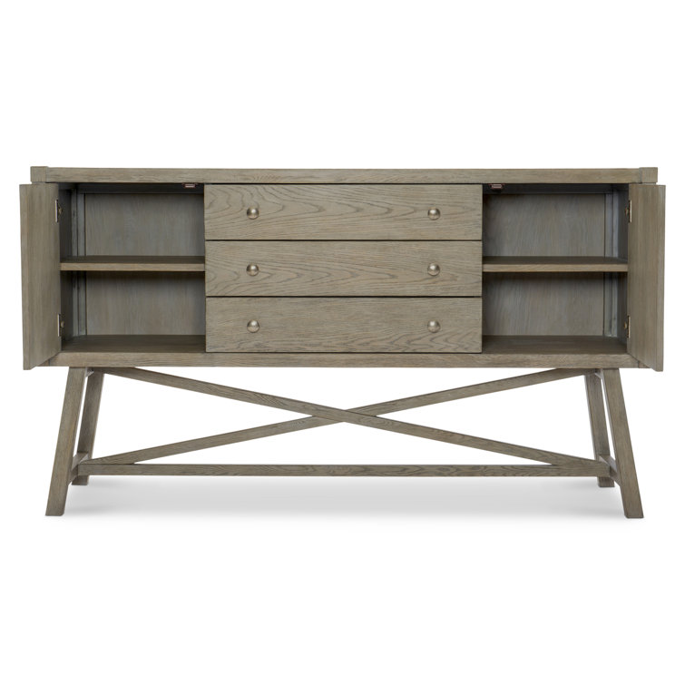 Albion Transitional 64'' Gray Knotty Oak Sideboard with X-Stretcher Base