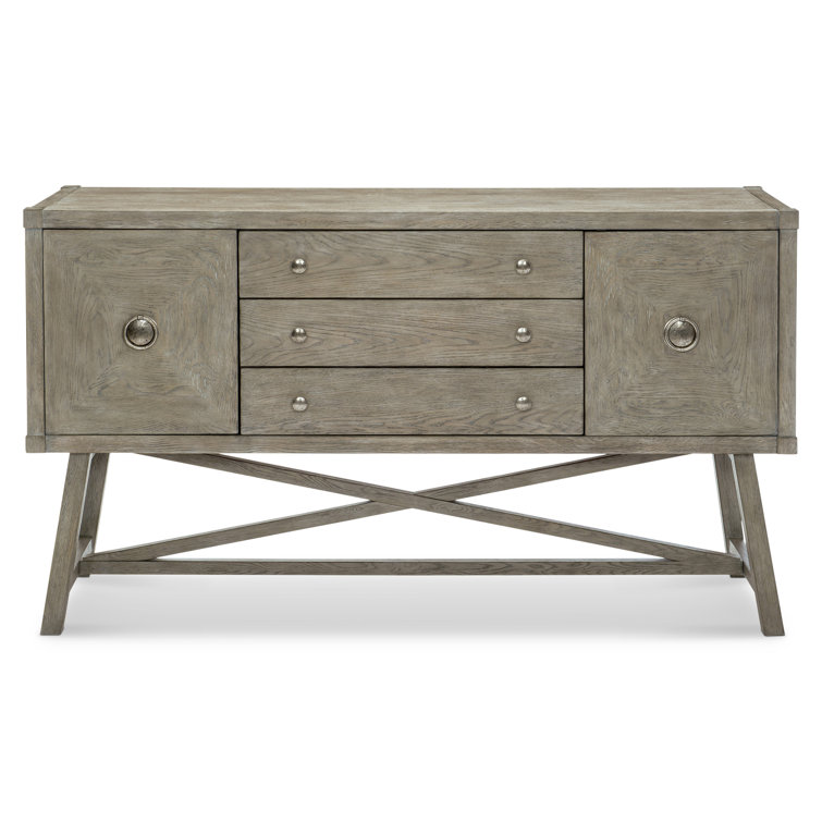 Albion Transitional 64'' Gray Knotty Oak Sideboard with X-Stretcher Base