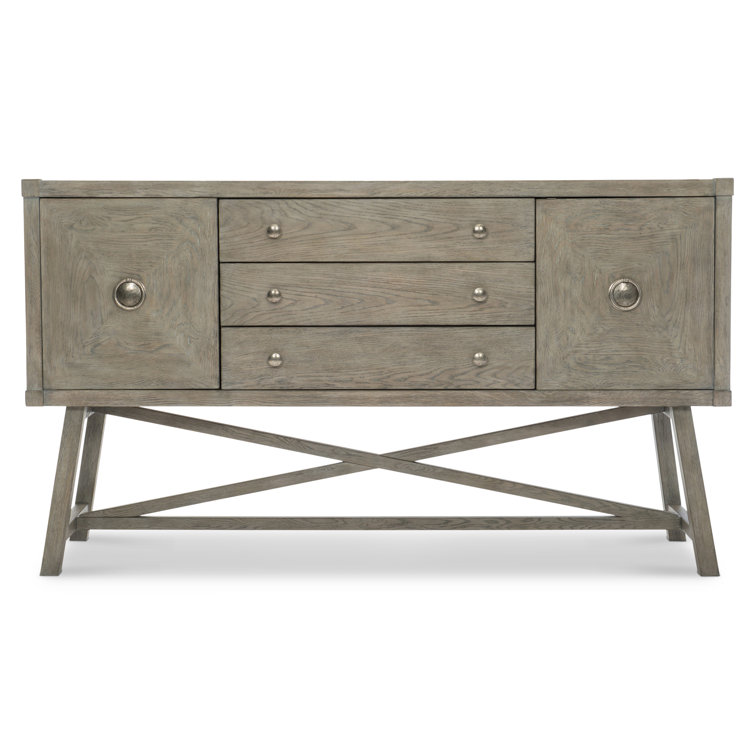 Albion Transitional 64'' Gray Knotty Oak Sideboard with X-Stretcher Base
