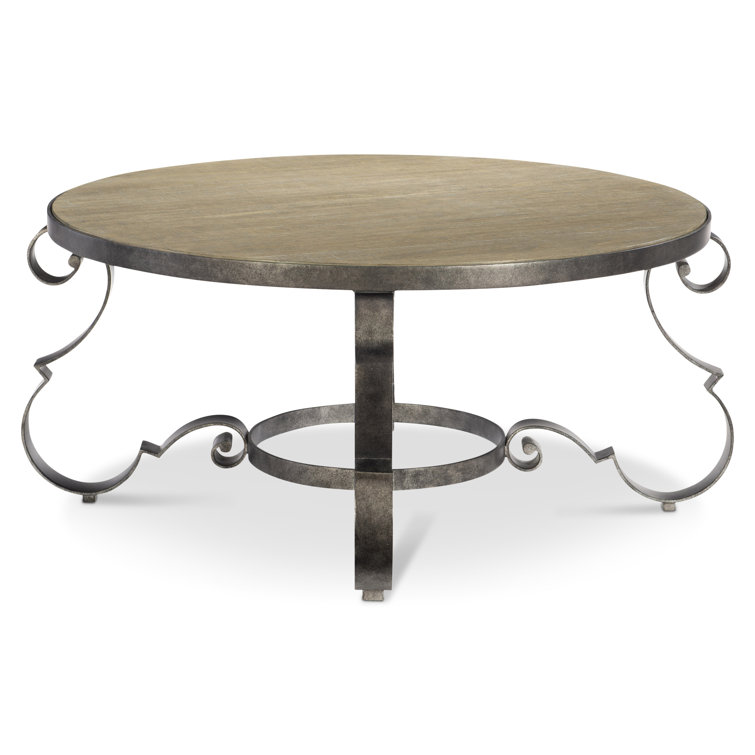 Villa Toscana Traditional Round Cocktail Table with Storage in Beige