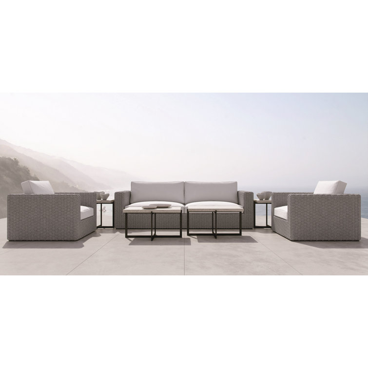 Beige Terrazzo Large Cocktail Table with Flint Grey Base