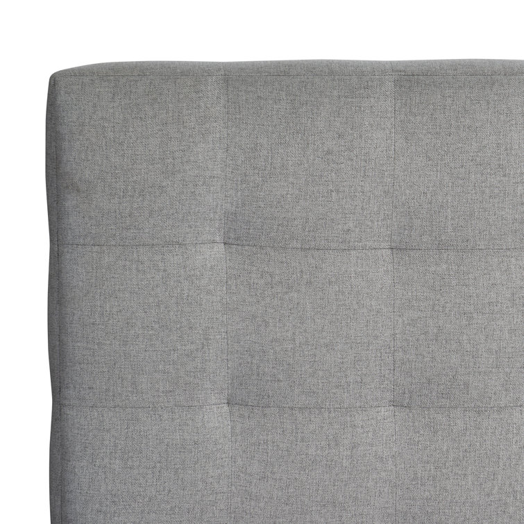 Gray Tufted Upholstered California King Bed with Metal Frame
