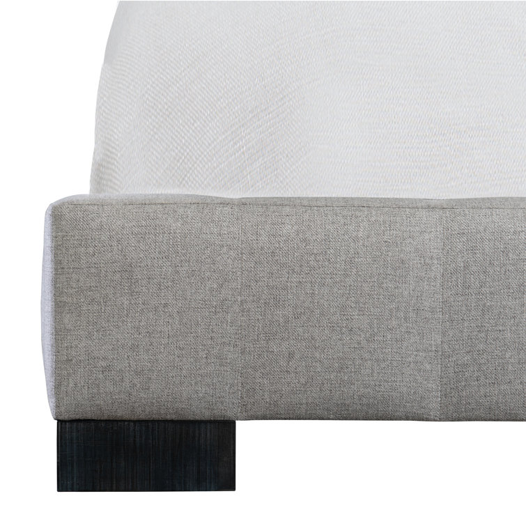 Gray Tufted Upholstered California King Bed with Metal Frame