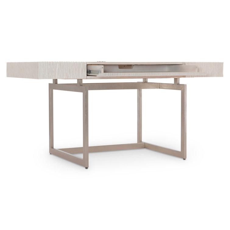 White Weathered Bone Wood Desk with Drawer and USB Port